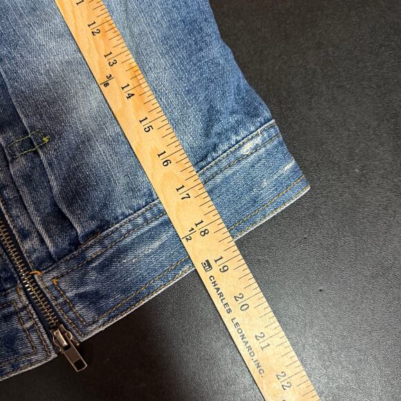 VTG Ezra Fitch Womens Blue Distressed Y2K 90s Abercrombie Denim Jacket Sz S NWOT - Picture 4 of 11